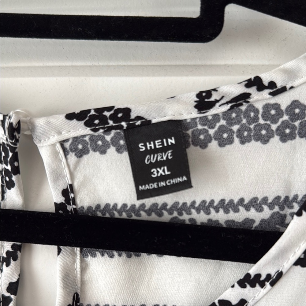 SHEIN Black and White Patterned Midi Dress - Picture 2 of 3